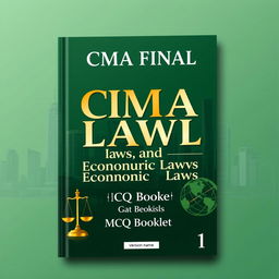 A visually striking book cover for 'CMA FINAL' featuring the subject name 'Corporate Laws and Economic Laws' prominently displayed