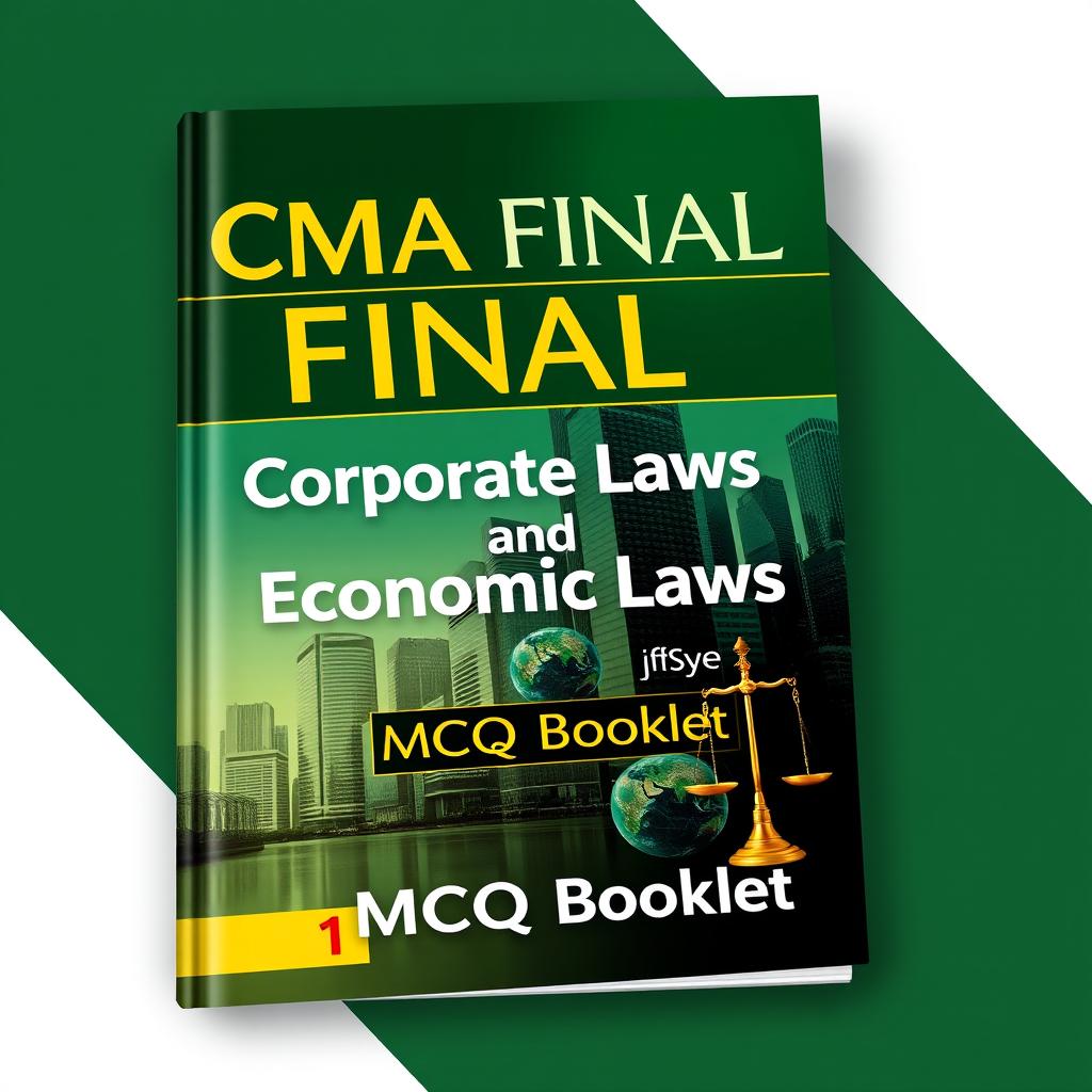 A visually striking book cover for 'CMA FINAL' featuring the subject name 'Corporate Laws and Economic Laws' prominently displayed