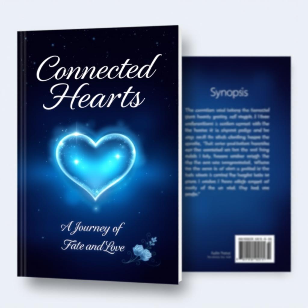 A beautifully designed front and back book cover for 'Connected Hearts: A Journey of Fate and Love'