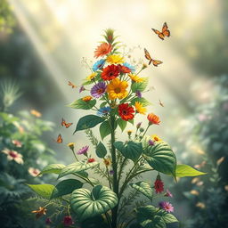 A stunning illustration of a single plant that embodies the concept of curing all diseases