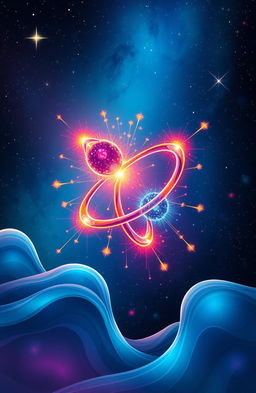 An artistic representation of the concept of quantum entanglement, featuring two intertwined particles illustrated in vibrant colors