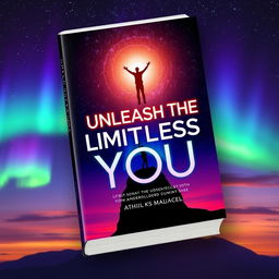 A captivating book cover design featuring a silhouette of a person standing triumphantly on a cliff with arms raised