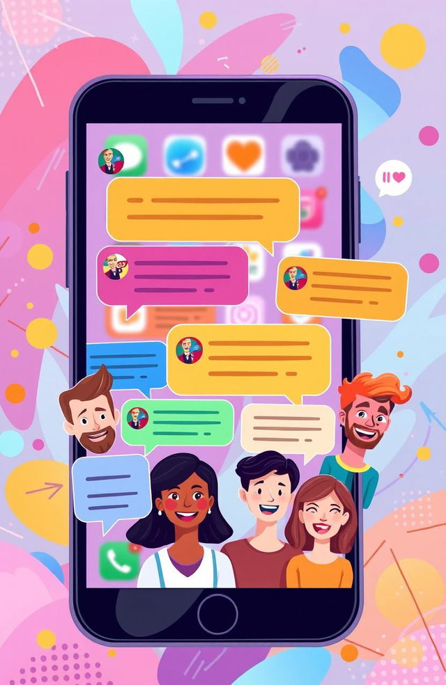 A vibrant digital illustration depicting an array of colorful user comments from an app interface