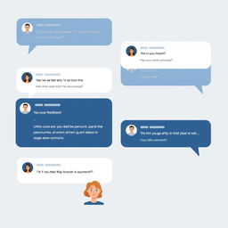 A sophisticated digital illustration showcasing a collection of user comments from an app interface