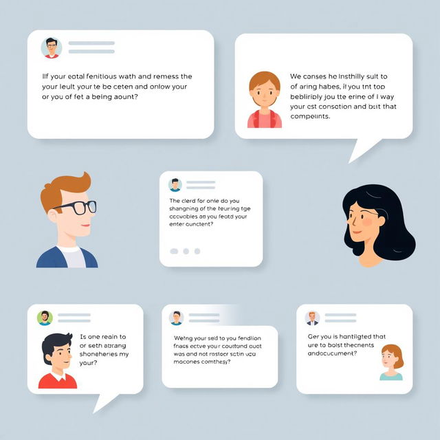 A sophisticated digital illustration showcasing a collection of user comments from an app interface
