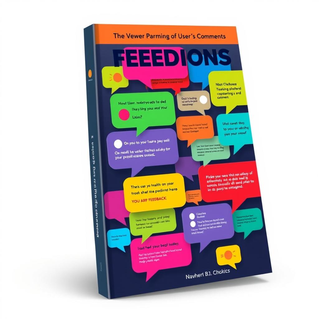 An eye-catching book cover design that features a collage of speech bubbles filled with colorful user comments from an app