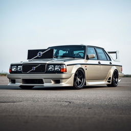 A Volvo 740 styled in a Grachan style, featuring a distinctive shark nose front end that gives it a bold and aggressive look