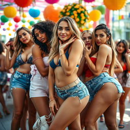 A stunning composition of sexy girls in a vibrant setting, showcasing their confidence and allure