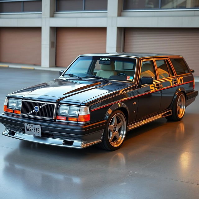 A Volvo 740 styled with a Grachan influence, incorporating Bosozoku tuning elements for a truly unique appearance