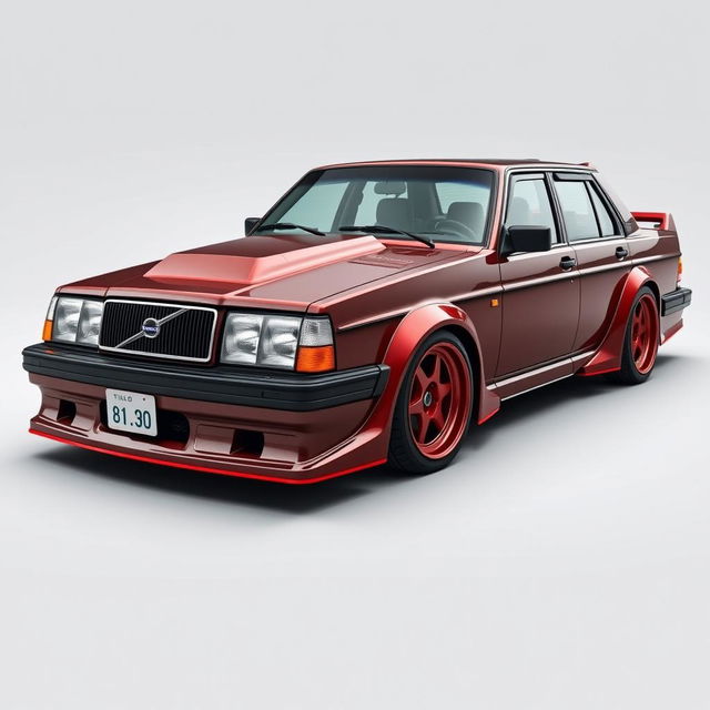 A Volvo 740 showcasing a unique Grachan style, featuring Bosozoku tuning elements that give it an edgy and rebellious appearance