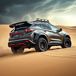 An Auto Nissan Murano Z51, modified in a sport tuning style with Rocket Bunny body kit, featuring extreme dirt tires by Maxxis M9060