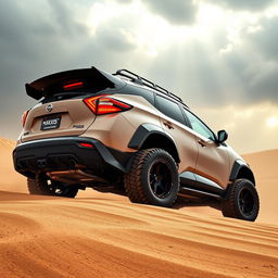 An Auto Nissan Murano Z51, modified in a sport tuning style with Rocket Bunny body kit, featuring extreme dirt tires by Maxxis M9060