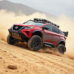 A modified Nissan Murano Z51 with Rocket Bunny tuning, featuring extreme dirt tyres Maxxis M9060 and lifted suspension for off-road adventures