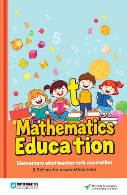 A vibrant and engaging cover for a Mathematics Education textbook intended for Elementary School Teacher Education students