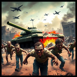 A dynamic game banner featuring an intense scene with zombies running for their lives in the foreground, showcasing their terror