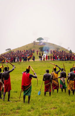 An expansive open field with a prominent hill in the foreground