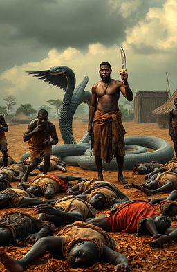 A dramatic scene depicting a somber landscape at the new Chief's camp gate