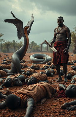 A dramatic scene depicting a somber landscape at the new Chief's camp gate