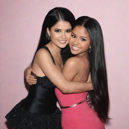 Selena Gomez and Nicki Minaj sharing a warm, genuine hug