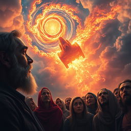 A serene scene featuring an old bearded man in profile, situated in the corner of the canvas, gazing upwards at a mesmerizing sky
