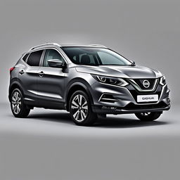 A striking Nissan Qashqai in a sleek grey finish, equipped with stylish silver wheels