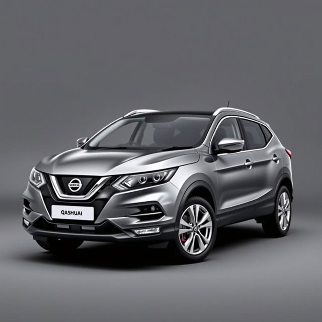 A striking Nissan Qashqai in a sleek grey finish, equipped with stylish silver wheels