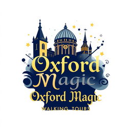 A logo design for "Oxford Magic Walking Tours" featuring a whimsical and enchanting theme