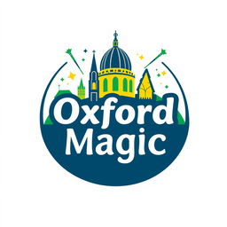 A logo design for "Oxford Magic Walking Tours" inspired by the aesthetics of the Tripadvisor, Get Your Guide, and Google logos