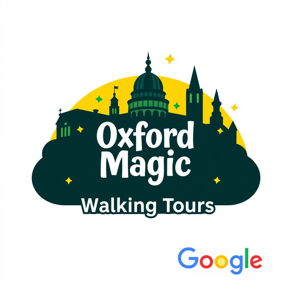 A logo design for "Oxford Magic Walking Tours" inspired by the aesthetics of the Tripadvisor, Get Your Guide, and Google logos