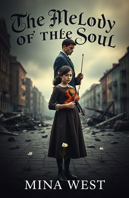 A captivating book cover featuring an attractive tall girl, elegantly styled in vintage clothing, standing in the foreground