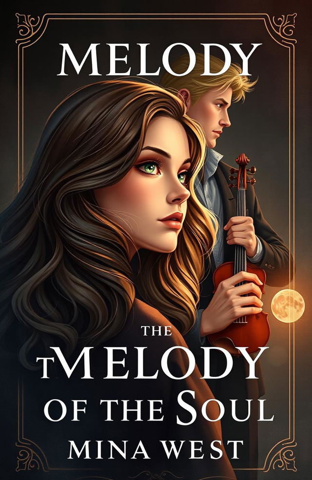 A stunning book cover illustration for 'The Melody of the Soul' by Mina West, set in Leningrad during dark times