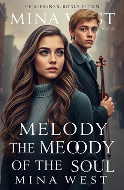 A stunning book cover for "The Melody of the Soul" by Mina West, set in Soviet-era Leningrad during dark times