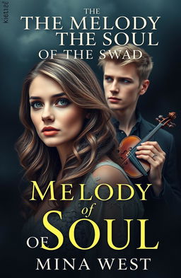 A captivating book cover featuring a stunningly beautiful tall girl with wavy hair and striking green eyes, embodying beauty standards, lost in thought as she gazes forward
