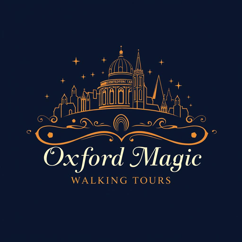 An elegant and luxurious logo design for "Oxford Magic Walking Tours"