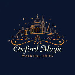 An elegant and luxurious logo design for "Oxford Magic Walking Tours"