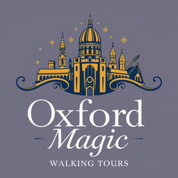 An elegant and luxurious logo design for "Oxford Magic Walking Tours"