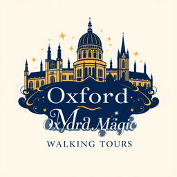 An elegant and luxurious logo design for "Oxford Magic Walking Tours"
