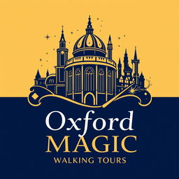 An elegant and luxurious logo design for "Oxford Magic Walking Tours"