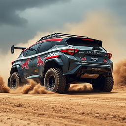 A fiercely modified Nissan Murano Z51 with Rocket Bunny sport tuning, equipped with extreme dirt tyres and a lifted suspension for superior off-road performance