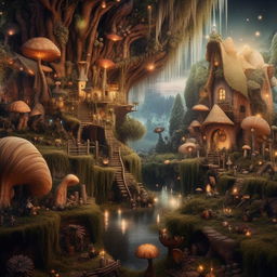 A visually striking scene of magical realism, filled with enchanting elements