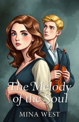 A beautifully illustrated book cover featuring a tall, attractive young woman, aged 21, with wavy hair and striking green eyes, embodying natural beauty