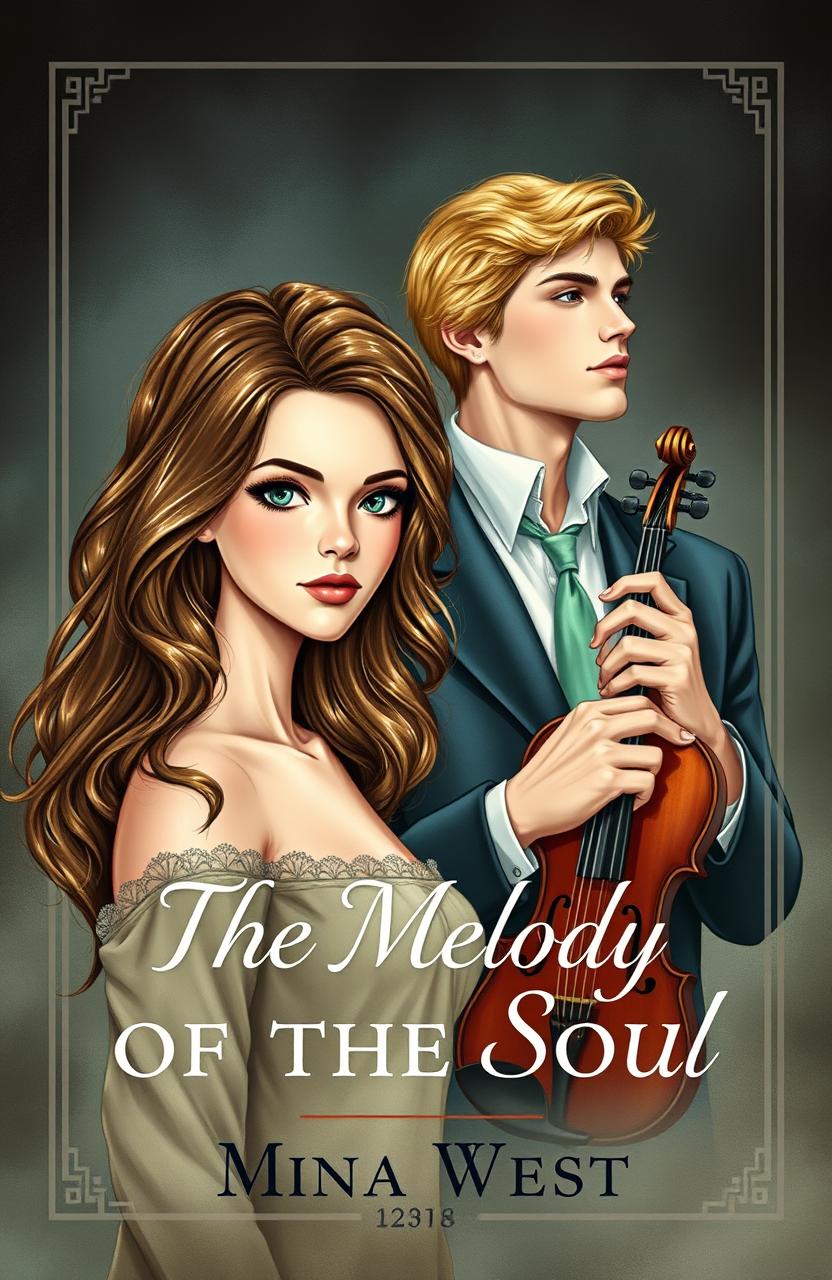 A beautifully illustrated book cover featuring a tall, attractive young woman, aged 21, with wavy hair and striking green eyes, embodying natural beauty