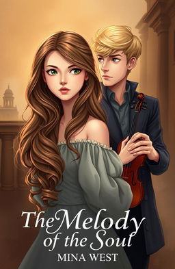 A beautifully illustrated book cover featuring an attractive tall girl and an even taller man, set in the historical backdrop of Leningrad during dark times
