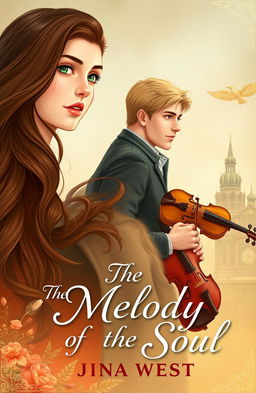 A beautifully illustrated book cover featuring an attractive tall girl and an even taller man, set in the historical backdrop of Leningrad during dark times