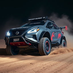 A strikingly modified Nissan Murano Z51 featuring Rocket Bunny sport tuning, extreme dirt tyres, and a lifted suspension designed for off-road performance