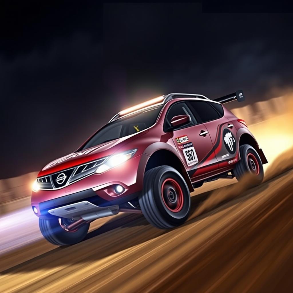 A dynamic 2010 Nissan Murano Z51, tuned for racing with a rugged off-road style