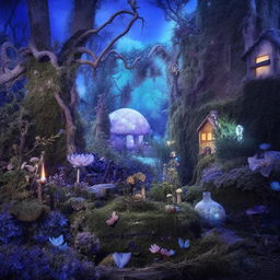 A visually striking scene of magical realism, filled with enchanting elements