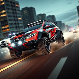 An exhilarating scene featuring a 2010 Nissan Murano Z51, fully customized in a race tuning style with a bold Nismo livery