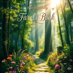 A vibrant and captivating book cover design featuring an enchanting forest scene with lush greenery, tall trees, and sparkling sunlight filtering through the leaves