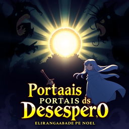 An anime-style cover for the title "Portais do Desespero: A Jornada de Takuya e Noelly"
